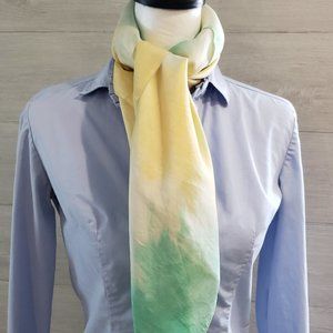 Vintage 60’s Green, Cream & Yellow Tie Dye Scarf